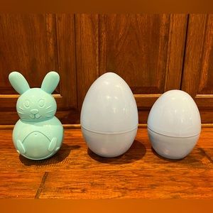 Large Plastic Blue Eggs & Aqua Bunny